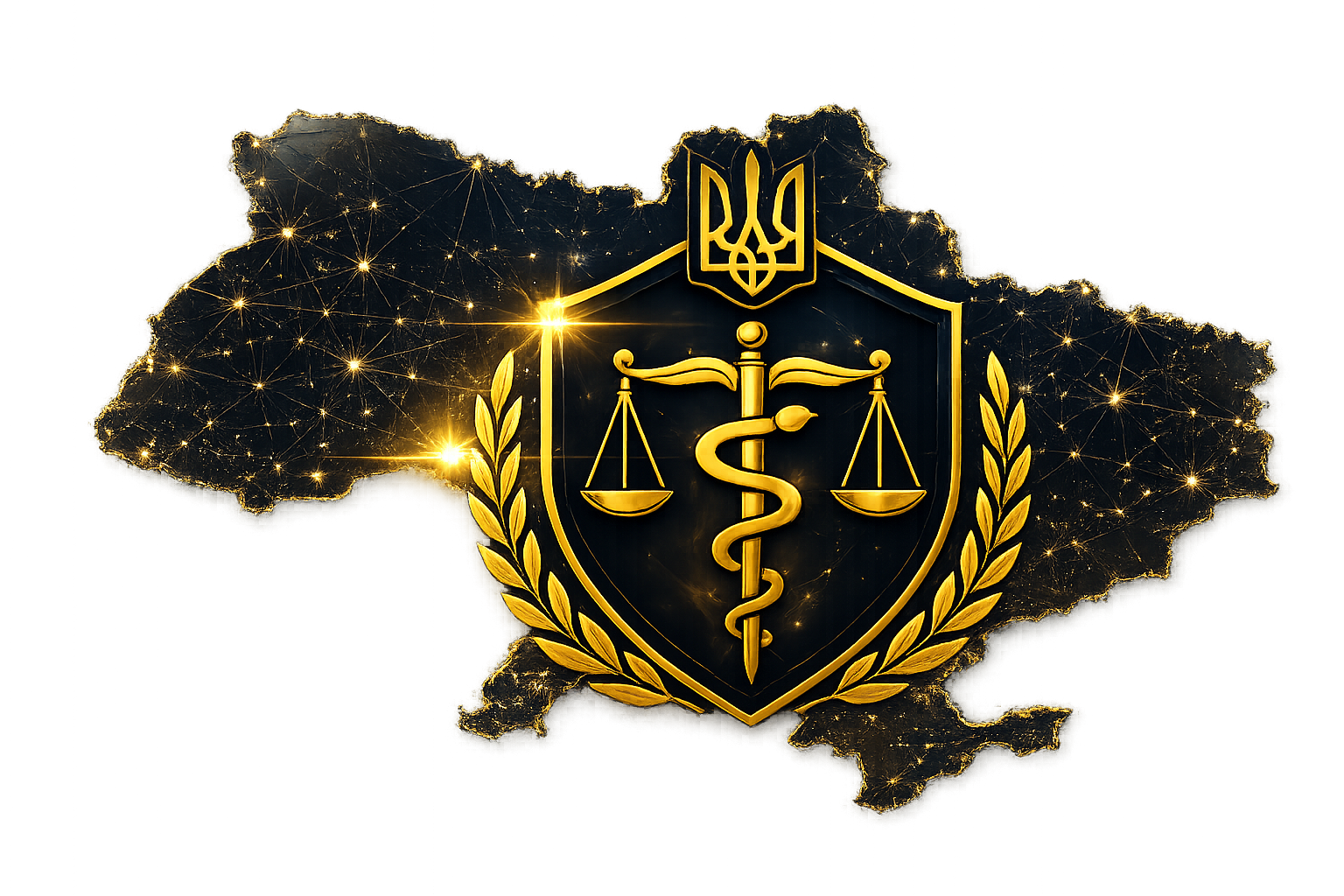 Карта України та герб Національного центру